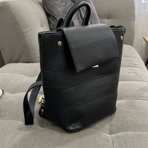 Faux Leather Black Backpack Like Bag
